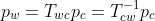 p_w = T_{wc}p_c=T_{cw}^{-1}p_c